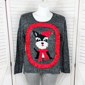 Untied States Sweaters Ugly Christmas Terrier Dog Sweater Black Red XL